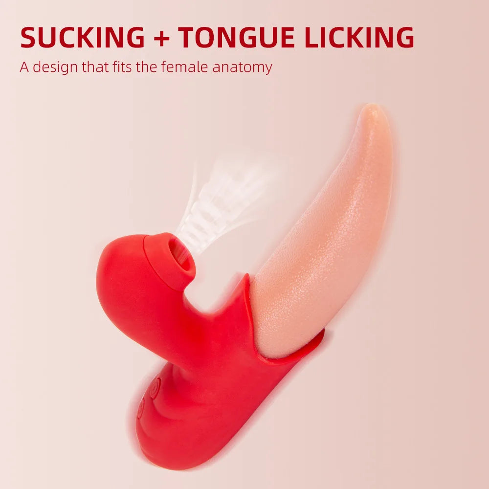 Simulation Sucking Tongue Licking Rose Vibrator – 10-Speed Clitoral and Nipple Teaser (Adult Toy for Women)