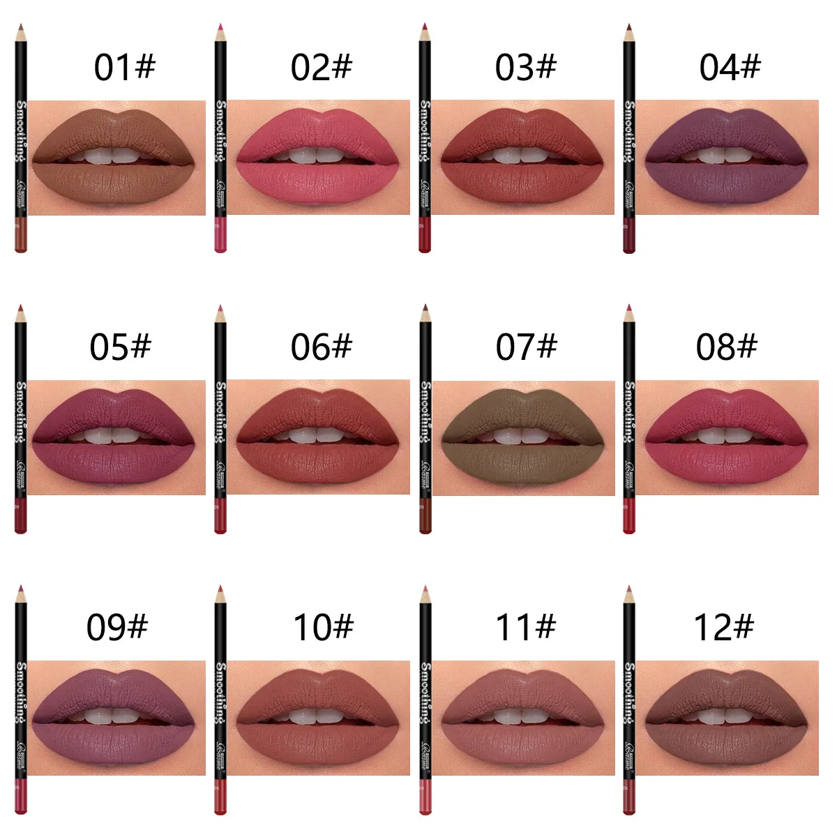 12-Piece Long-Lasting Lipstick Set with Professional Lip Liner Pencil and Matte Lip Gloss