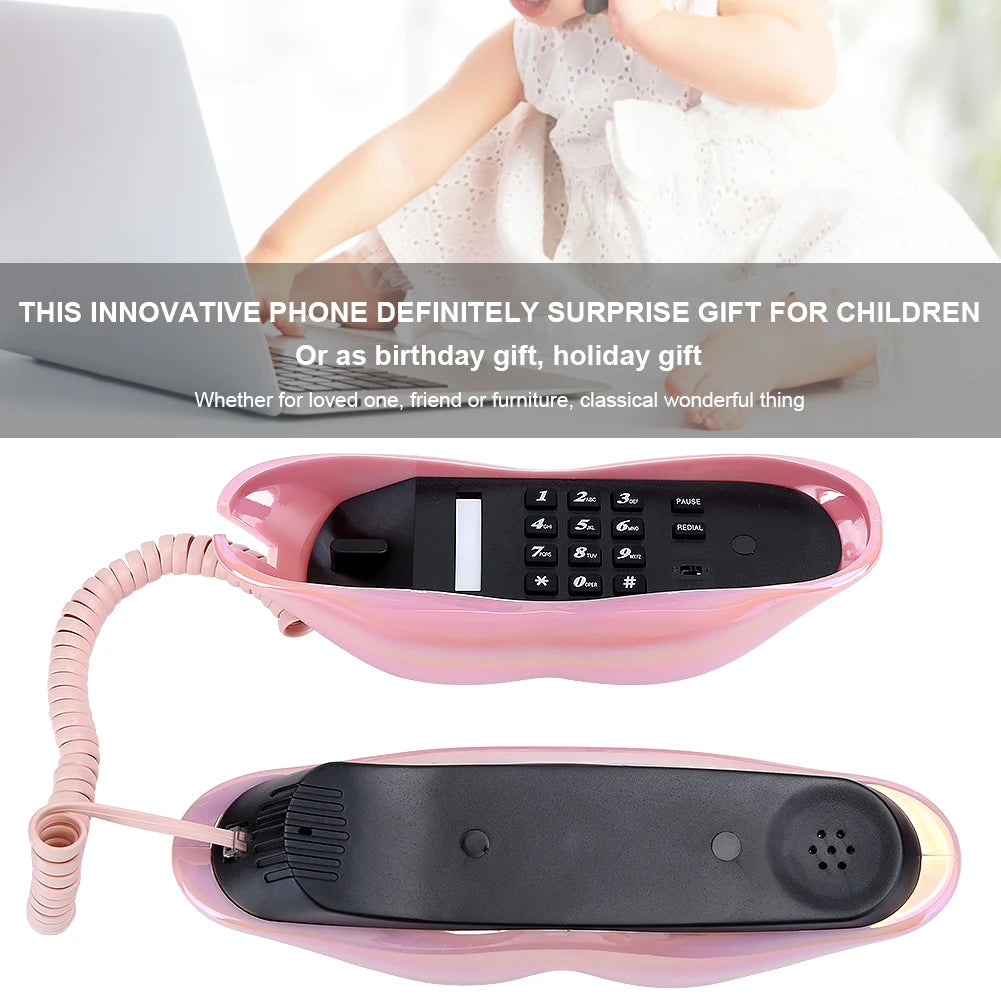 Lip Telephone Electroplating Funny Fashionable Telephone with Number Storage Function New