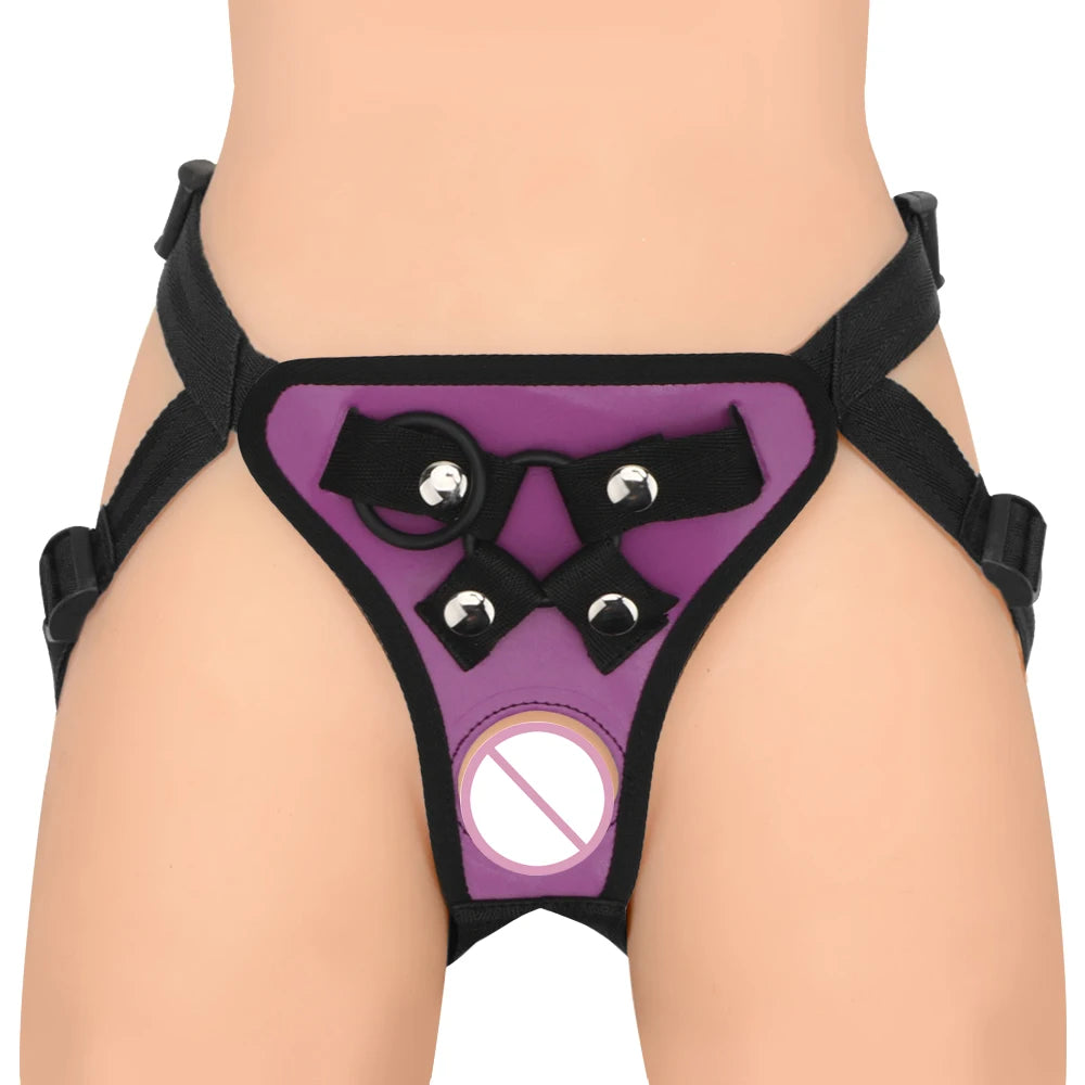 Adjustable Faux Leather Strap-On Harness with Dual Ring Sizes – Universal Dildo Compatibility (Dildo Not Included)