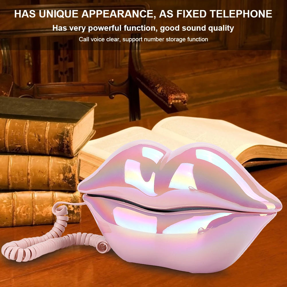 Lip Telephone Electroplating Funny Fashionable Telephone with Number Storage Function New