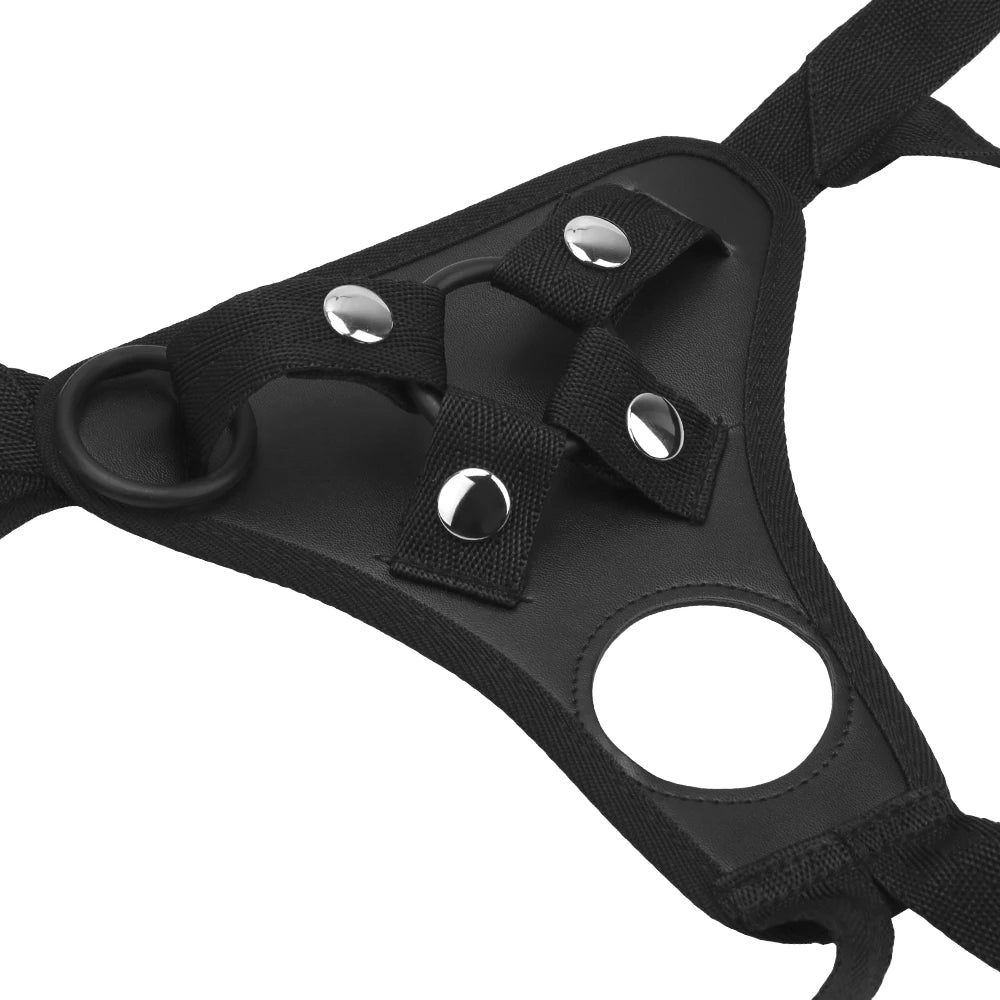 Adjustable Faux Leather Strap-On Harness with Dual Ring Sizes – Universal Dildo Compatibility (Dildo Not Included)