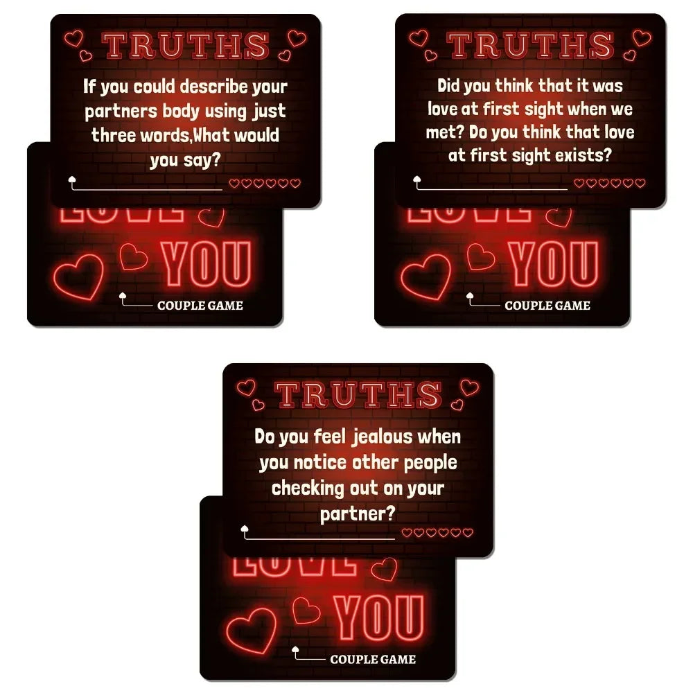 Love Sparks — Truth, Dare and Desire Couple’s Card Game (50 Sheets) -A Set Couple Card Night Interactive Games Truth Or Dare