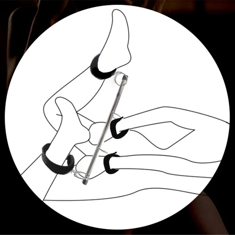 Adjustable BDSM Spreader Bar Restraint Kit – Bondage Set for Couples with Handcuffs, Ankle Cuffs and Neck Harness