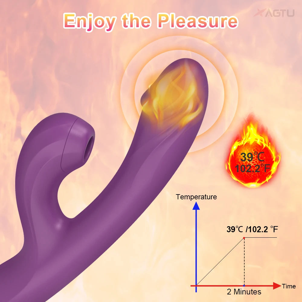 Adult 2-in-1 Heated Clit Sucker and G-Spot Vibrator – Silicone Vacuum Stimulator for Women