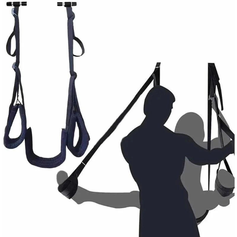 Adjustable Door Sex Swing with Padded Seat and Leg Straps – Soft, Comfortable Indoor Bondage Harness for Couples