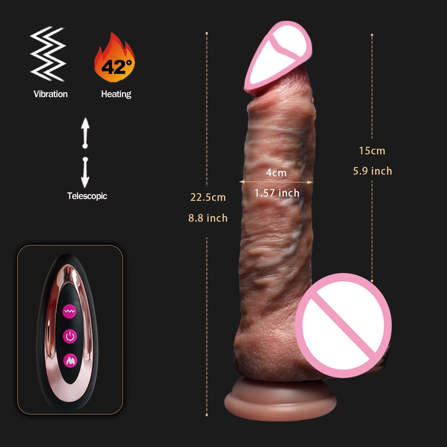 π₯ Real Feel Telescopic Vibrating Dildo β Remote-Controlled Pleasure with Realistic Motion & Texture