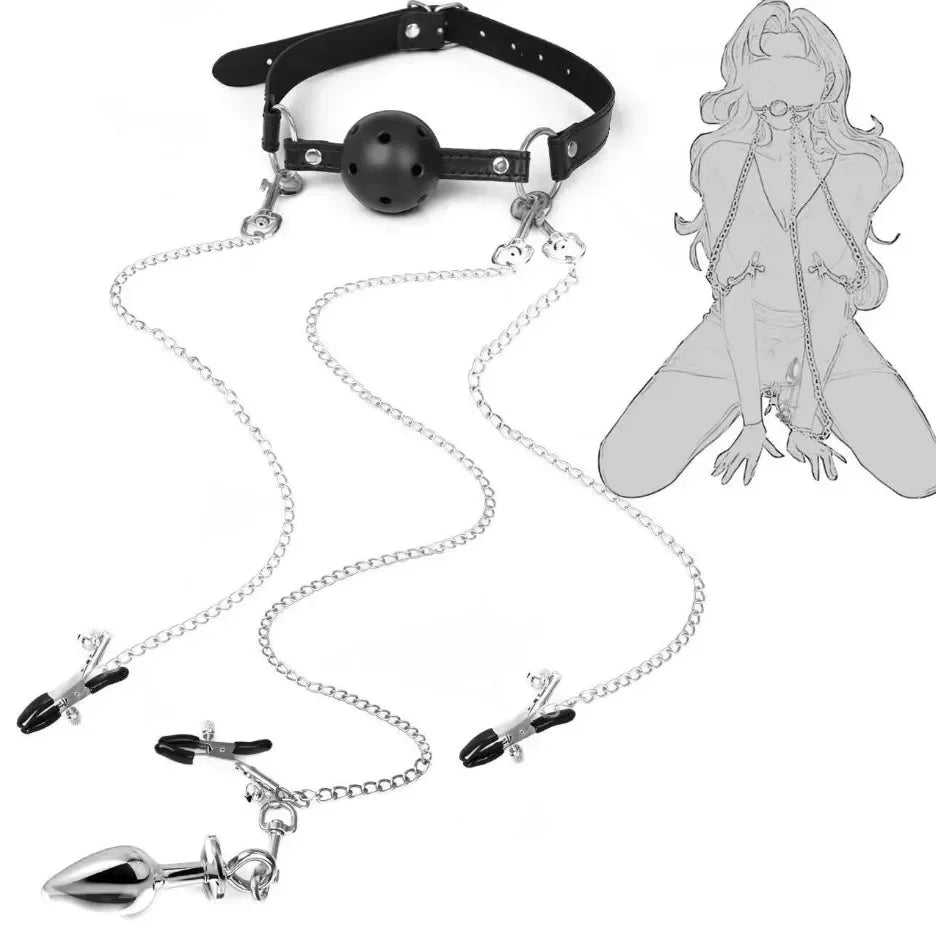 Adjustable BDSM Spreader Bar Restraint Kit – Bondage Set for Couples with Handcuffs, Ankle Cuffs and Neck Harness