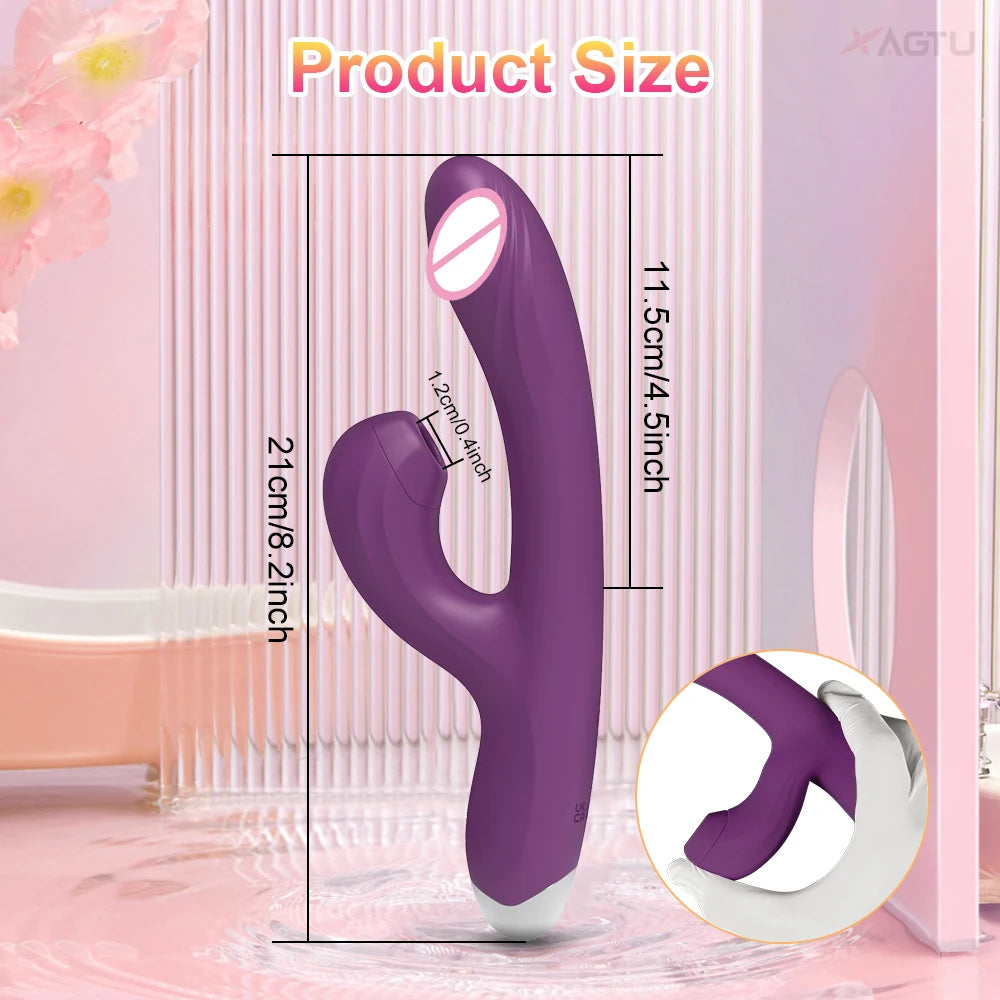 Adult 2-in-1 Heated Clit Sucker and G-Spot Vibrator – Silicone Vacuum Stimulator for Women