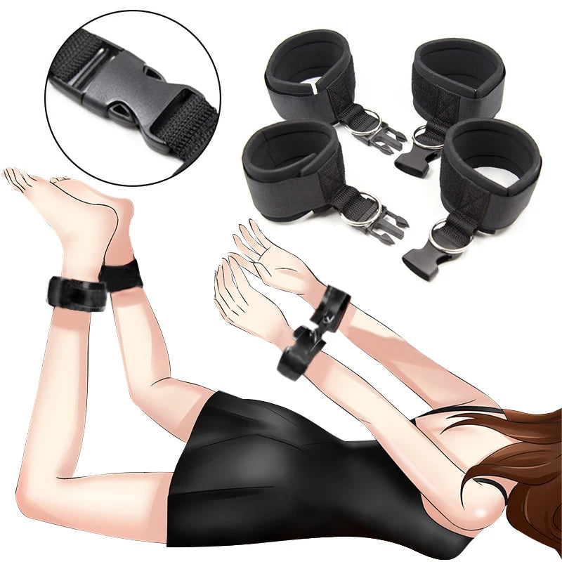 G-Spot Silicone Dildo Vibrator – Bondage Restraint Set for Couples | Handcuffs, Neck Collar, Gag Strap | Adult Intimacy Kit