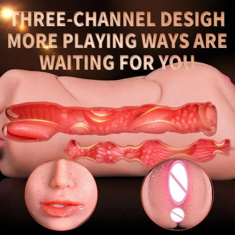 3-in-1 Male Masturbation Cup – Realistic Oral, Vaginal and Anal Experience | Discreet Packaging