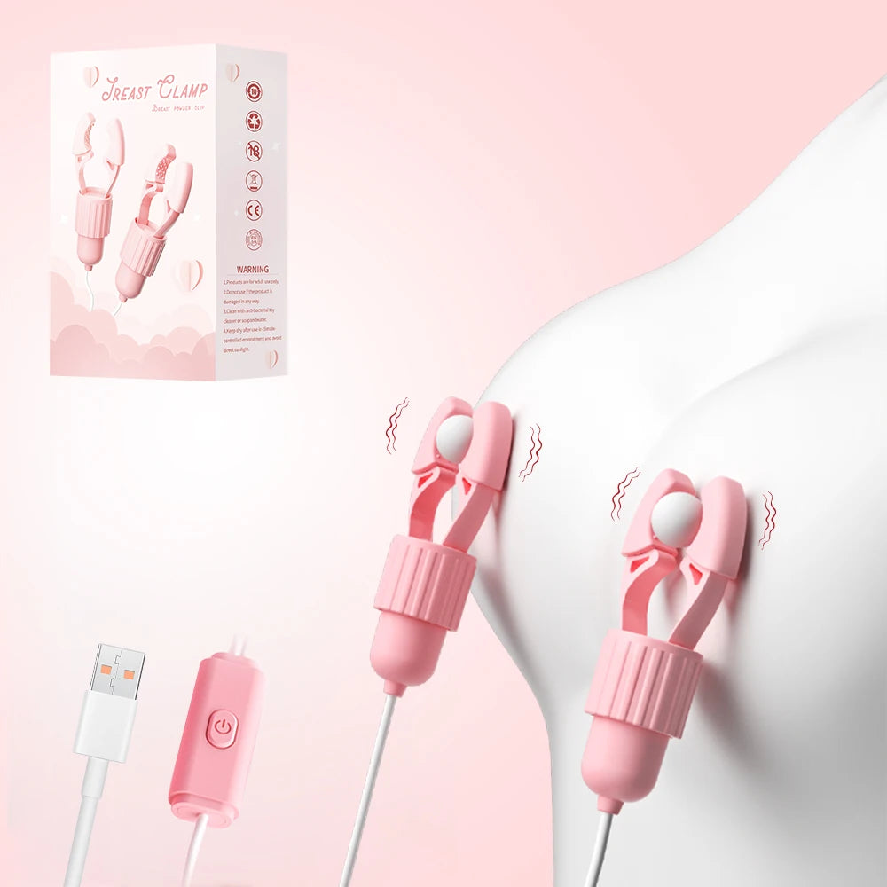 Vibrating Nipple Clamp | USB-Powered, Multifrequency Stimulator – Waterproof Silicone Foreplay Toy for Women