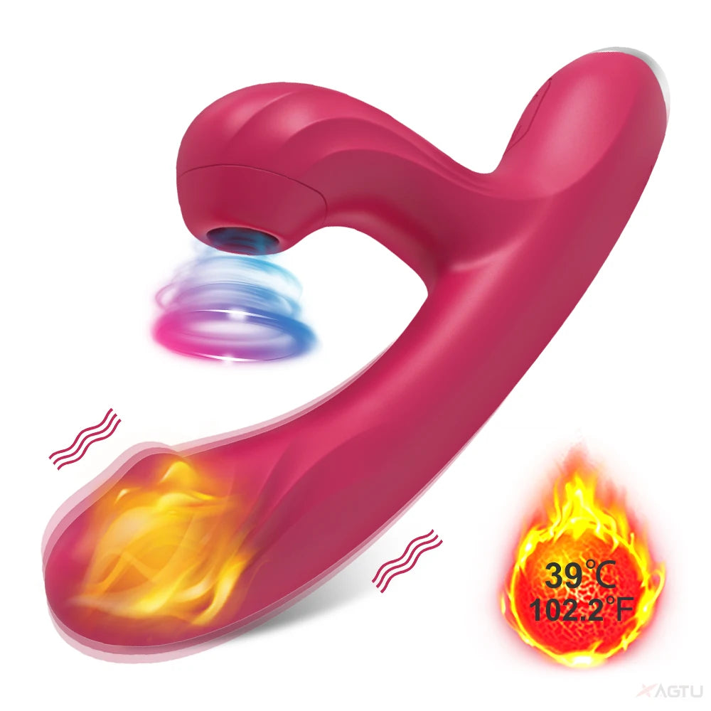 Adult 2-in-1 Heated Clit Sucker and G-Spot Vibrator – Silicone Vacuum Stimulator for Women