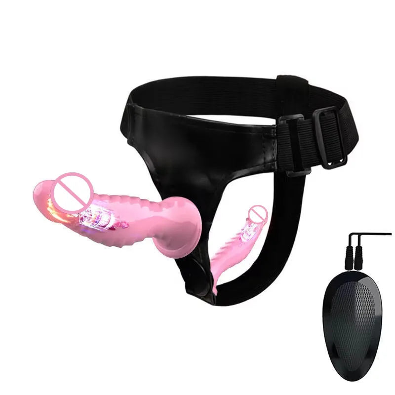 New Wired Remote - Vibe Leather Panties Dildo Set: Seahorse - Shaped Realistic Design, Perfect for Lesbian Intimate Adventures