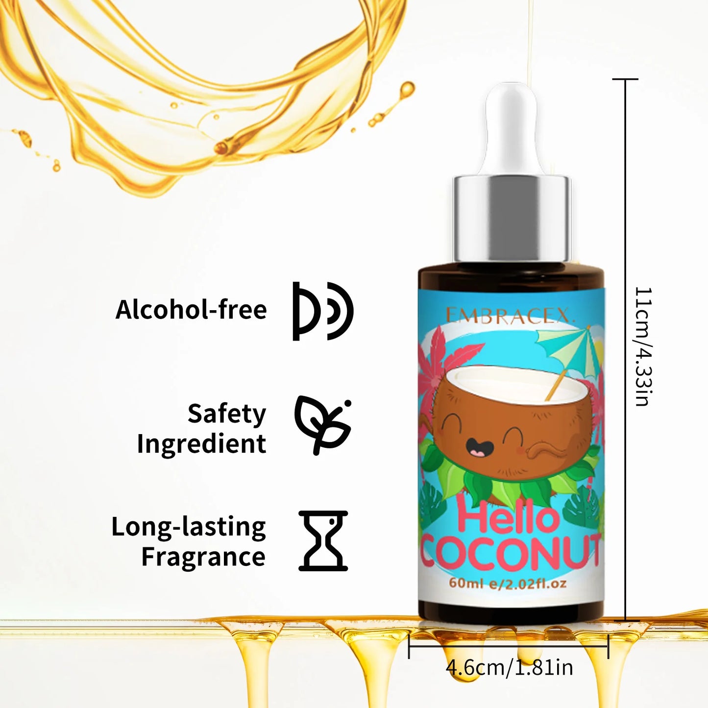 🌿 EMBRACEX 60ml Pure Coconut Essential Oil – Nature’s Scent for Body, Home & Soul - Aromatherapy | Massage | DIY Beauty | Candle Crafting
