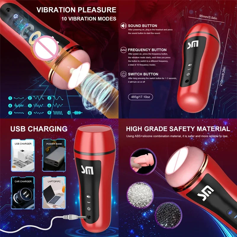 Rod Masturbator Man Flesh Cup Sexy Toys For Men Vibrating Magic Wand Automatic Vagina Industrial Vagina Sucking Mouth Toys