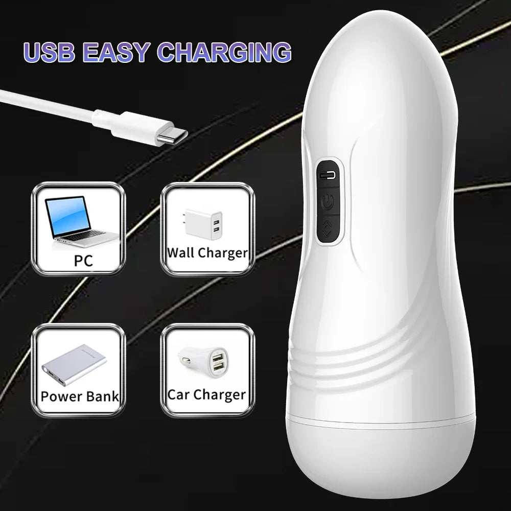 Automatic Blowjob and Vagina Pocket Masturbator – 10-Speed Vibrating Oral Cup for Men