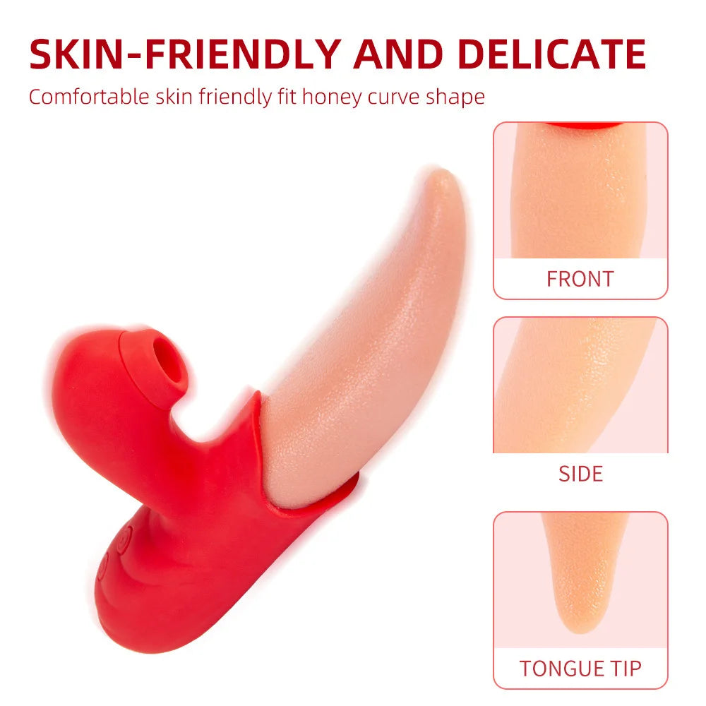 Simulation Sucking Tongue Licking Rose Vibrator – 10-Speed Clitoral and Nipple Teaser (Adult Toy for Women)