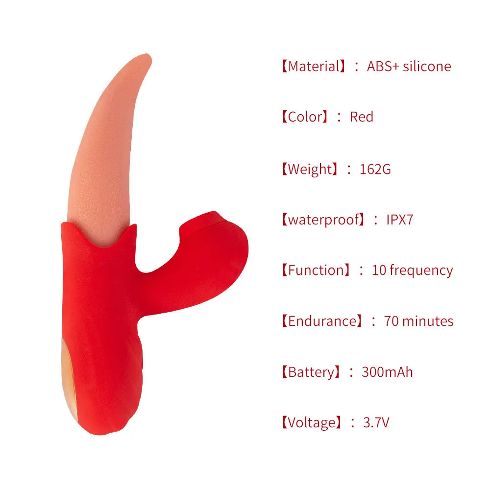 Simulation Sucking Tongue Licking Rose Vibrator – 10-Speed Clitoral and Nipple Teaser (Adult Toy for Women)
