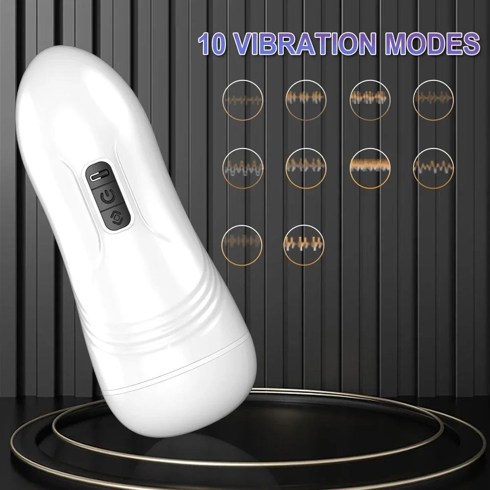 Automatic Blowjob and Vagina Pocket Masturbator – 10-Speed Vibrating Oral Cup for Men