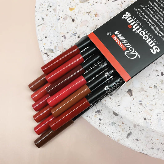 12-Piece Long-Lasting Lipstick Set with Professional Lip Liner Pencil and Matte Lip Gloss