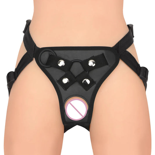 Adjustable Faux Leather Strap-On Harness with Dual Ring Sizes – Universal Dildo Compatibility (Dildo Not Included)