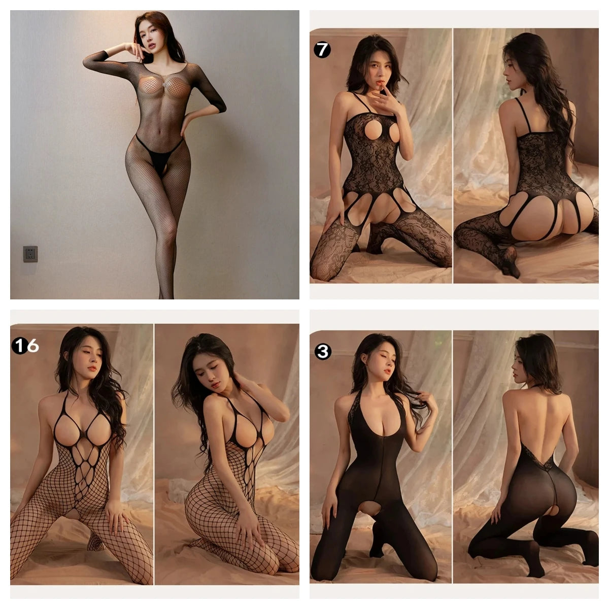 1pcs/4pcs Crotchless Bodysuits Transparent Bodystocking  Sex Bold Suit Open Bra Outfits Erotic Costumes Sexy Fishnet Lingerie