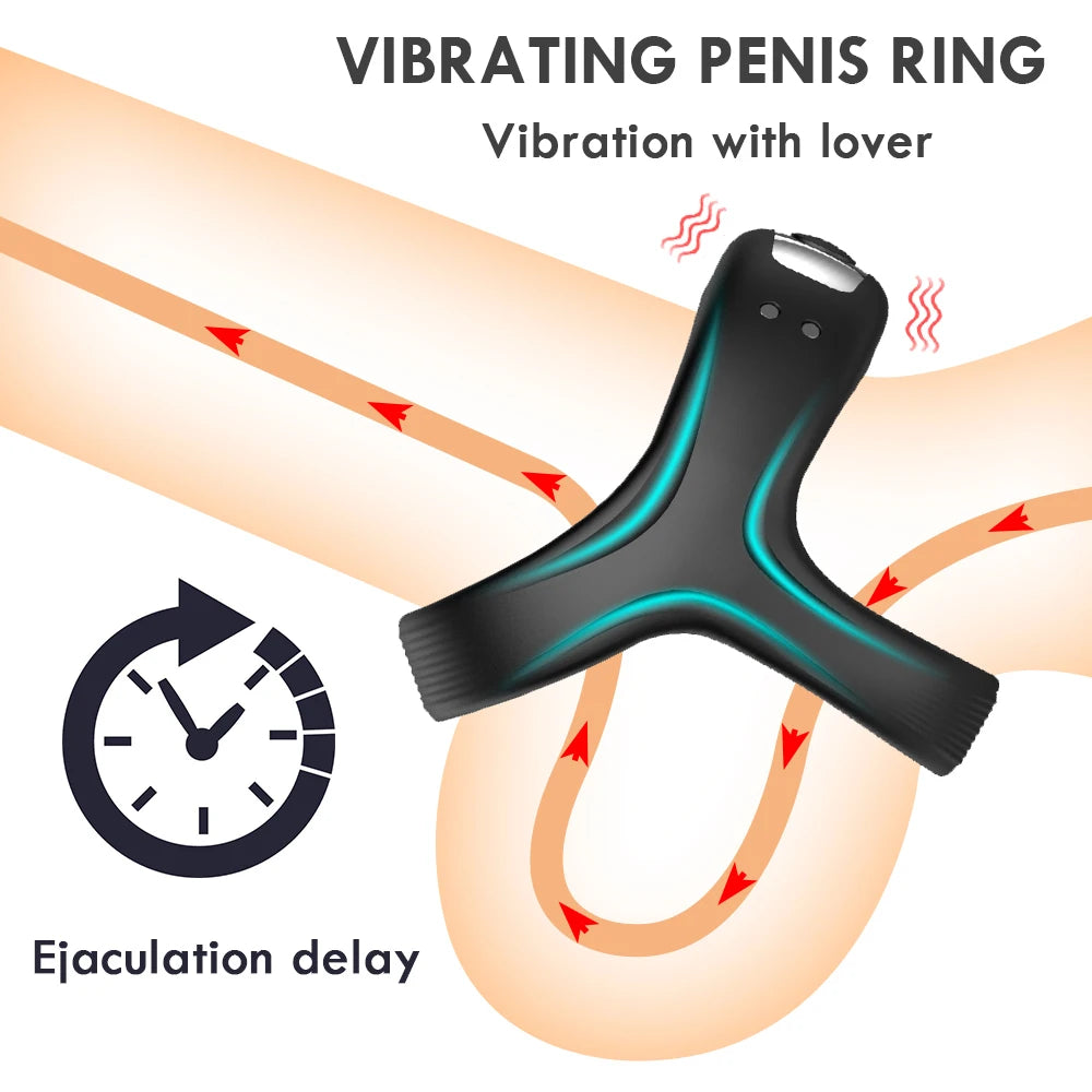 Penis Cock Ring Vibrator Vibrating Cockring Male Masturbator Delay Ejaculation Erection Sex Products Adults Toys for Men Couples