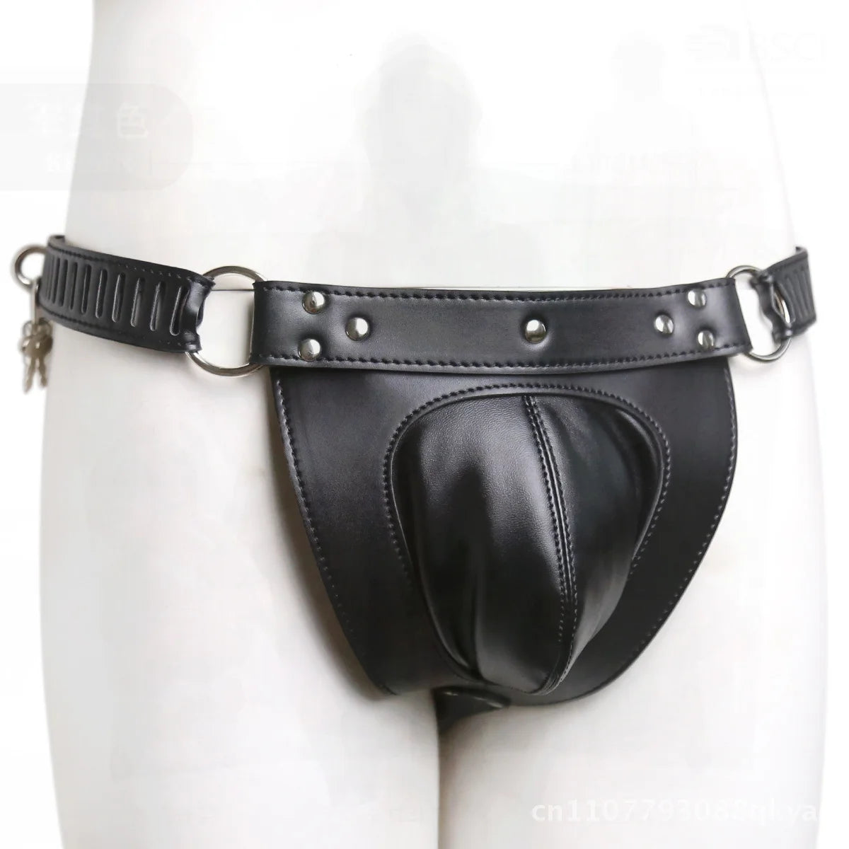 Men's PU Leather Chastity Shorts Factory Shop Sex Underwear Black Bound Performance Clothing for Adult Couples Flirting