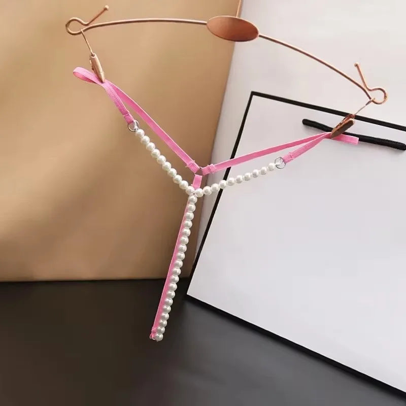 Sexy Pearl Temptation — Crotchless Beaded G-String Lingerie (Plus Size Available)