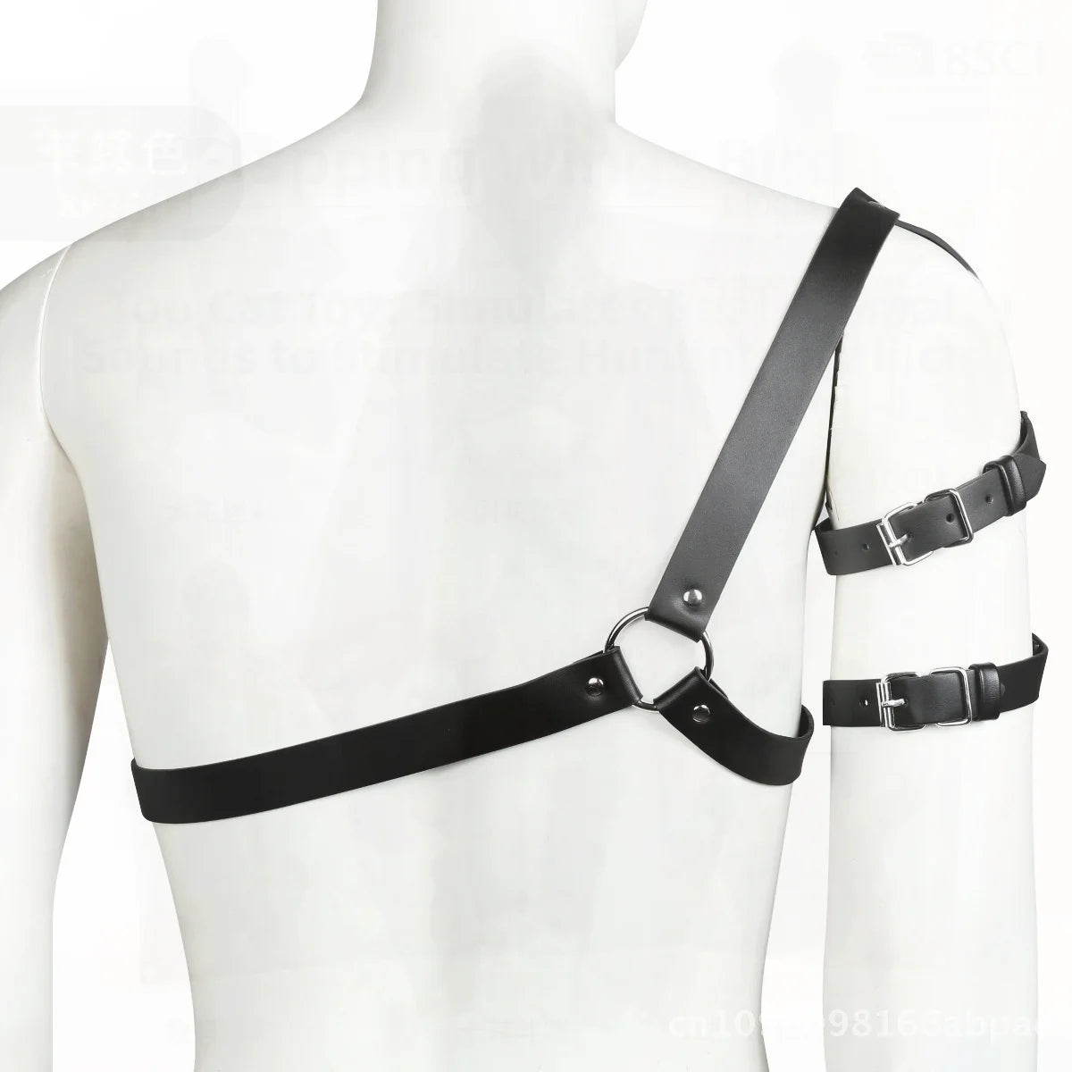 Men's Leather Chest Strap Harness Black PU Material Couple Flirting Accessory Adult Size Adjustable Top Tight Costume