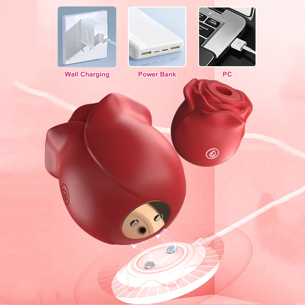 Red Rose Toy Simulation Vibrator for Women Powerful Sucking Vibrators 10 Mode G Spots Vaginal Clitoral Massager Nipple Sexy Toy