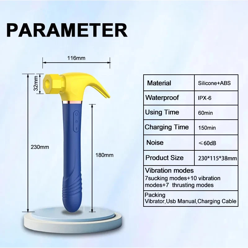 Hammer Vibrator Multifunctional G Spot Stimulation Sex Machine Telescopic Dildo Vaginal Massage Clit Sucking Female Masturbator