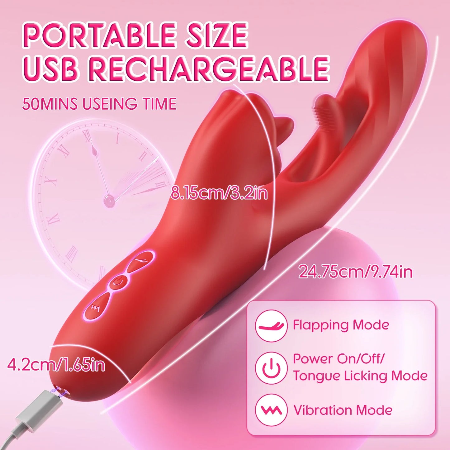 Velvet Tongue — 2-in-1 Rotating Clit Licker &amp; Thrusting Dildo