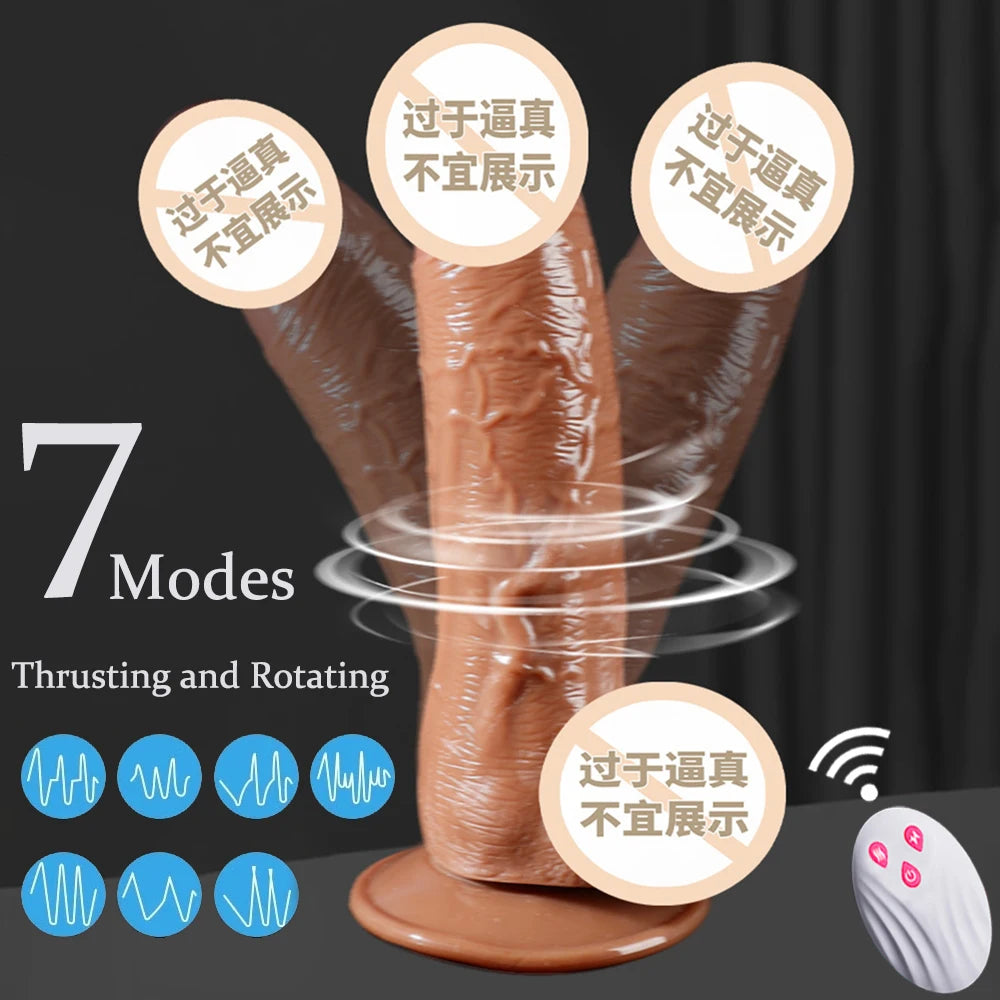 Telescopic G-Spot Vibrator – Remote-Controlled, Heating, Thrusting, and Rotating Dildo with Suction Base (USB Rechargeable)