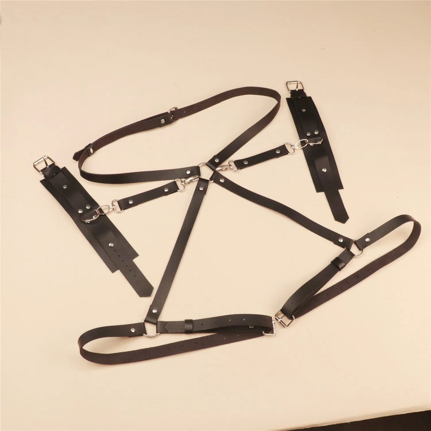 Bound to Please – Leather Thigh and Waist Restraint Kit - Exotic Accessories SM Bondage Kit