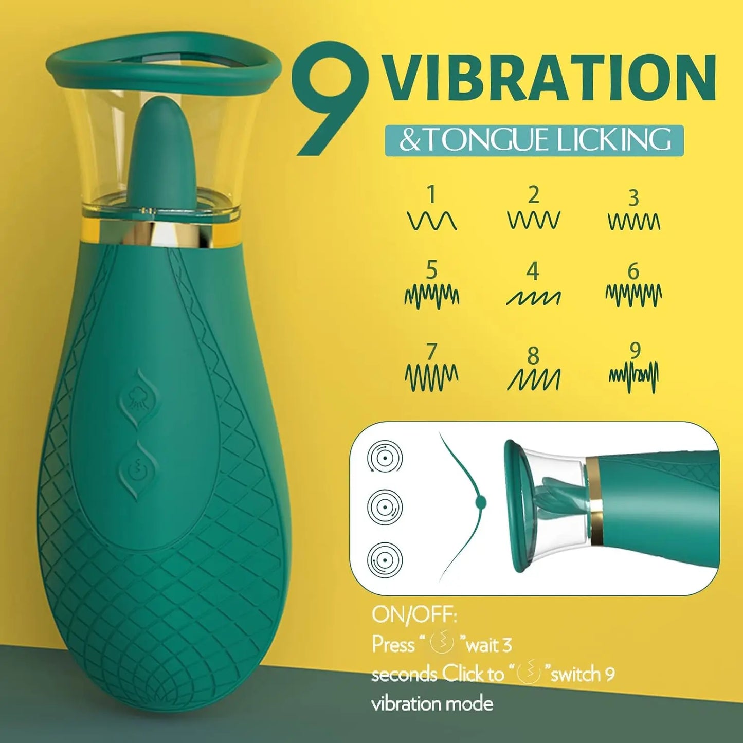 Rechargeable Clitoral and Nipple Tongue Vibrator – Suction and Licking Stimulator for Women