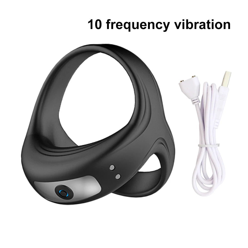 Male Penis Ring Vibrator Triangle Vibrating Cock Ring Delay Ejaculation Magnetic Charging Sex Toy For Men Penis Ring Masturbator