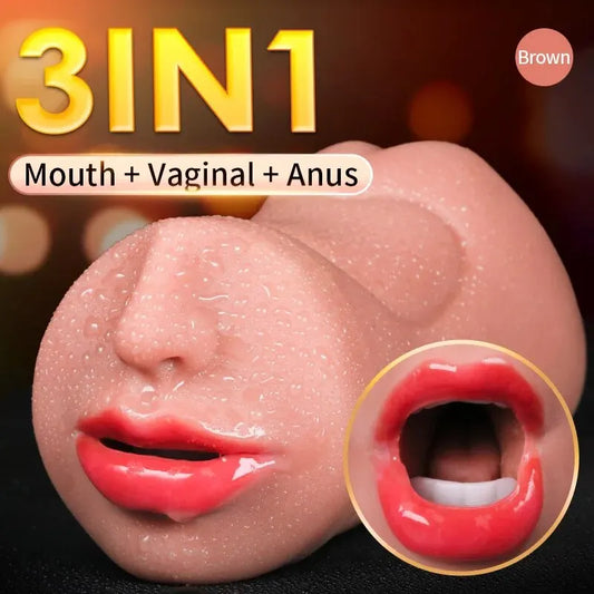 3-in-1 Male Masturbation Cup – Realistic Oral, Vaginal and Anal Experience | Discreet Packaging