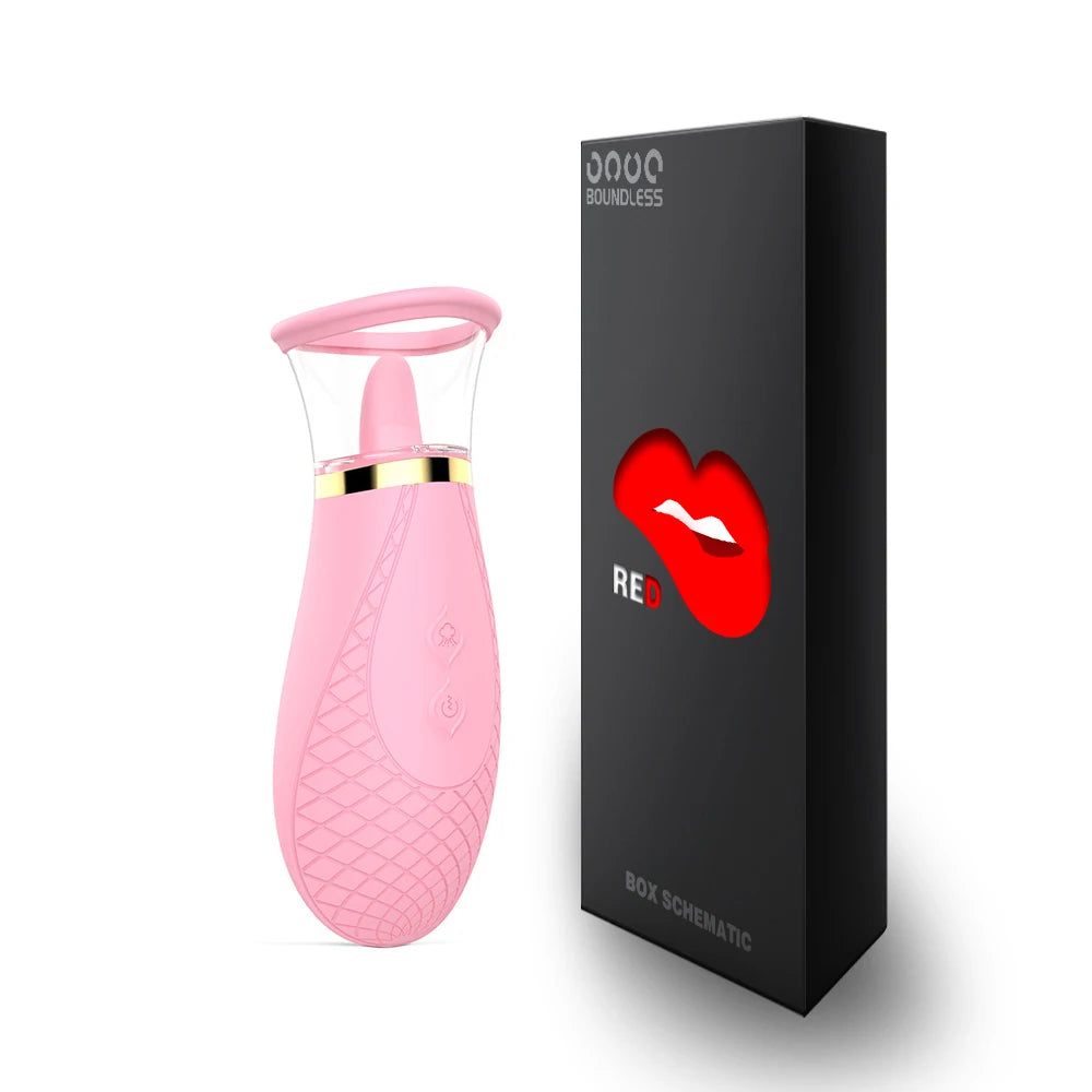 Rechargeable Clitoral and Nipple Tongue Vibrator – Suction and Licking Stimulator for Women