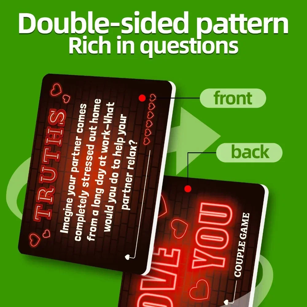 Love Sparks — Truth, Dare and Desire Couple’s Card Game (50 Sheets) -A Set Couple Card Night Interactive Games Truth Or Dare