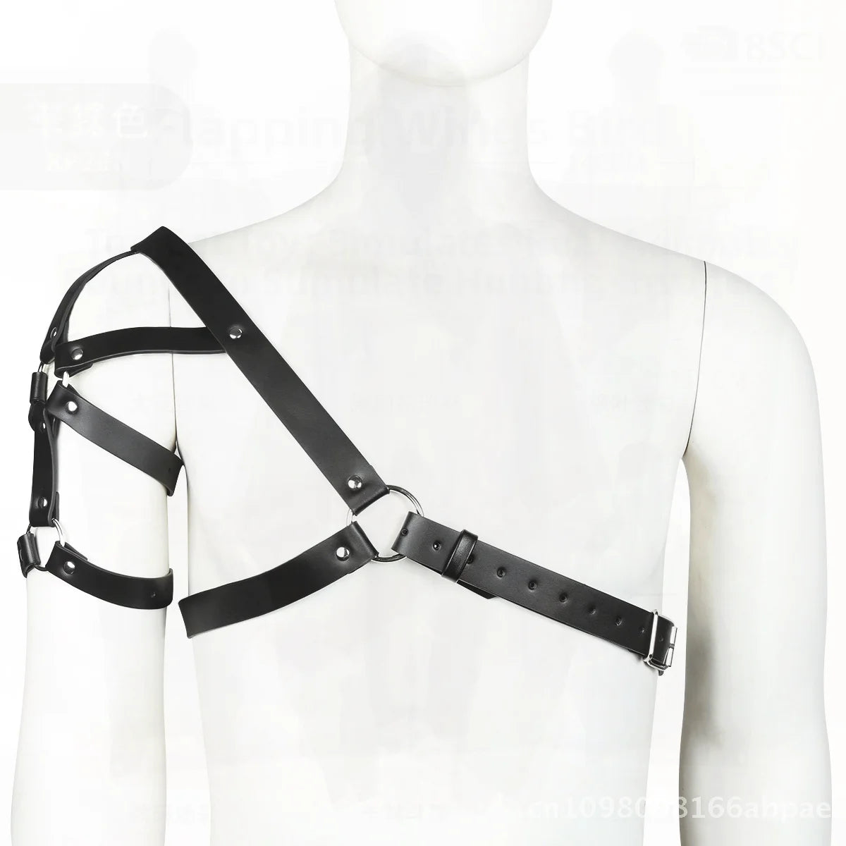 Men's Leather Chest Strap Harness Black PU Material Couple Flirting Accessory Adult Size Adjustable Top Tight Costume