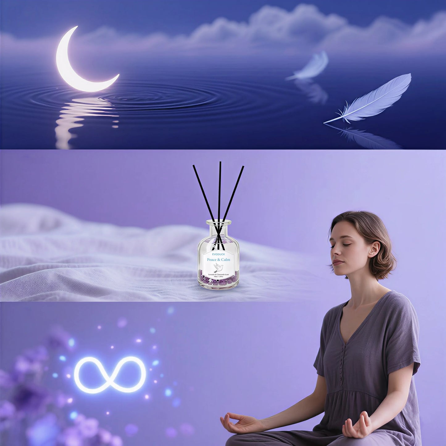 50ml  Flameless Reed Diffuser Set Flameless Lavender Chamomile Oil With Reed Diffuser Stick Home Room Air Freshener Decor