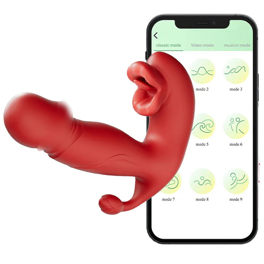 App Control Powerful Dildo Vibrator Tongue Wearable Clit Vagina G Spot Massager Nipple Anal Female Masturbate Sex Toy for Women