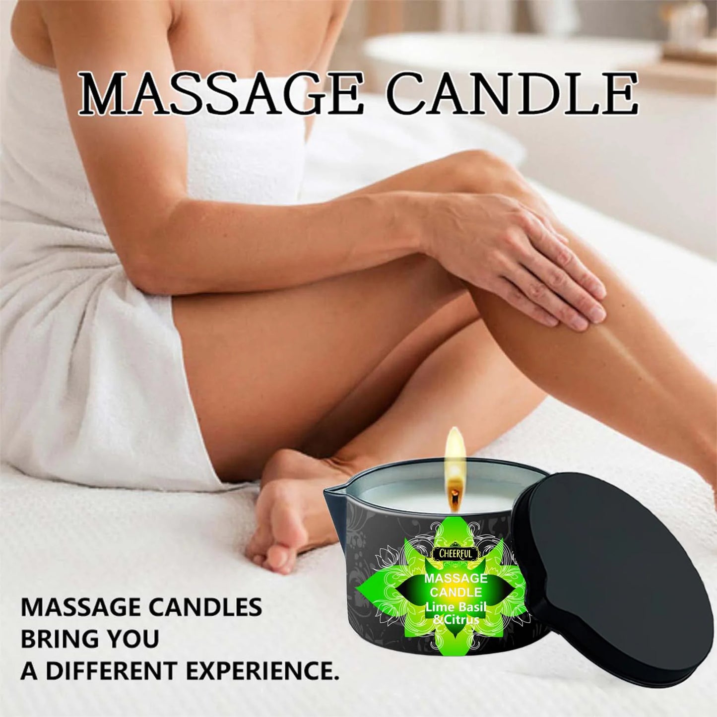 Massage Candle – Soy Wax Aromatherapy Candle for Oil Therapy: Scented Candles for Couples | A Luxurious Massage Experience in One Elegant Jar