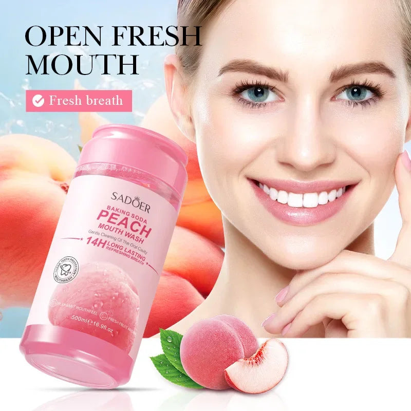 Baking Soda Mouthwash – Peach Flavor | Teeth Whitening and Long-Lasting Fresh Breath