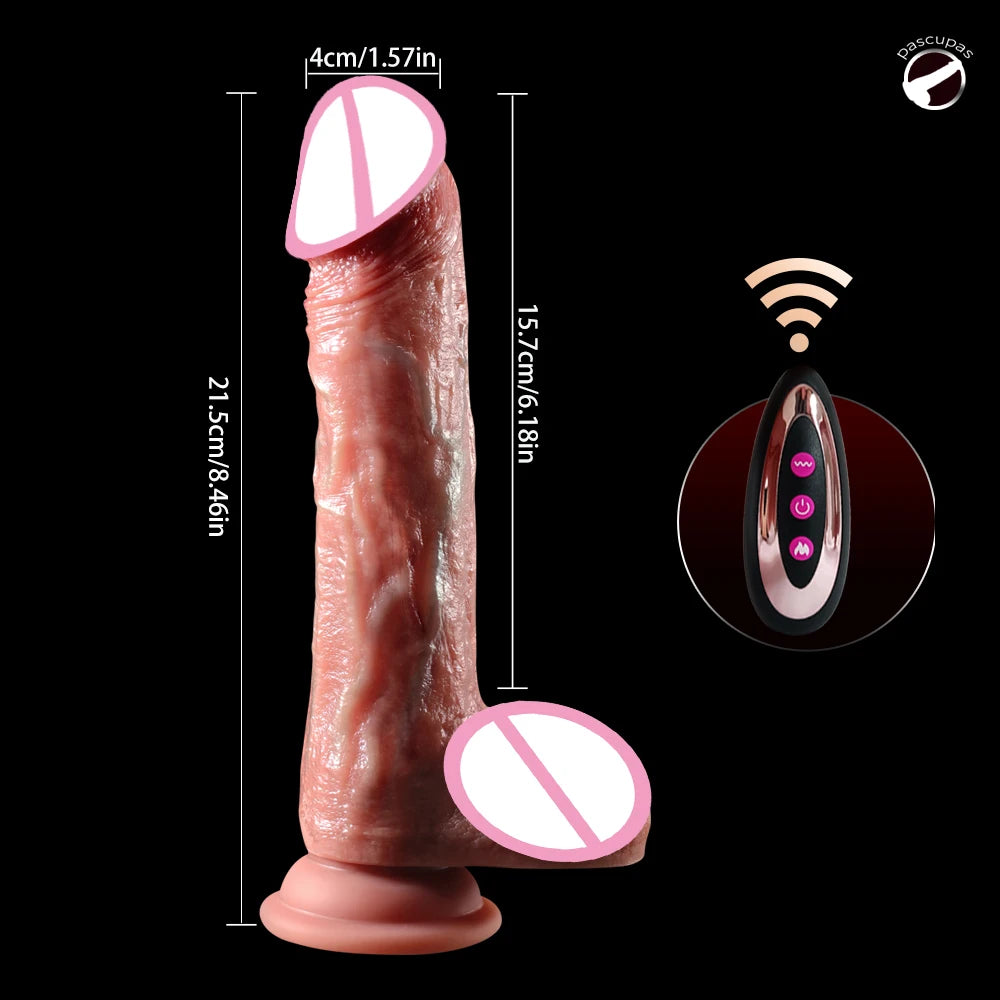🔥 Real Feel Telescopic Vibrating Dildo – Remote-Controlled Pleasure with Realistic Motion &amp; Texture