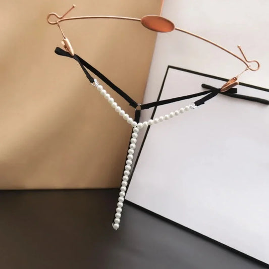 Sexy Pearl Temptation — Crotchless Beaded G-String Lingerie (Plus Size Available)