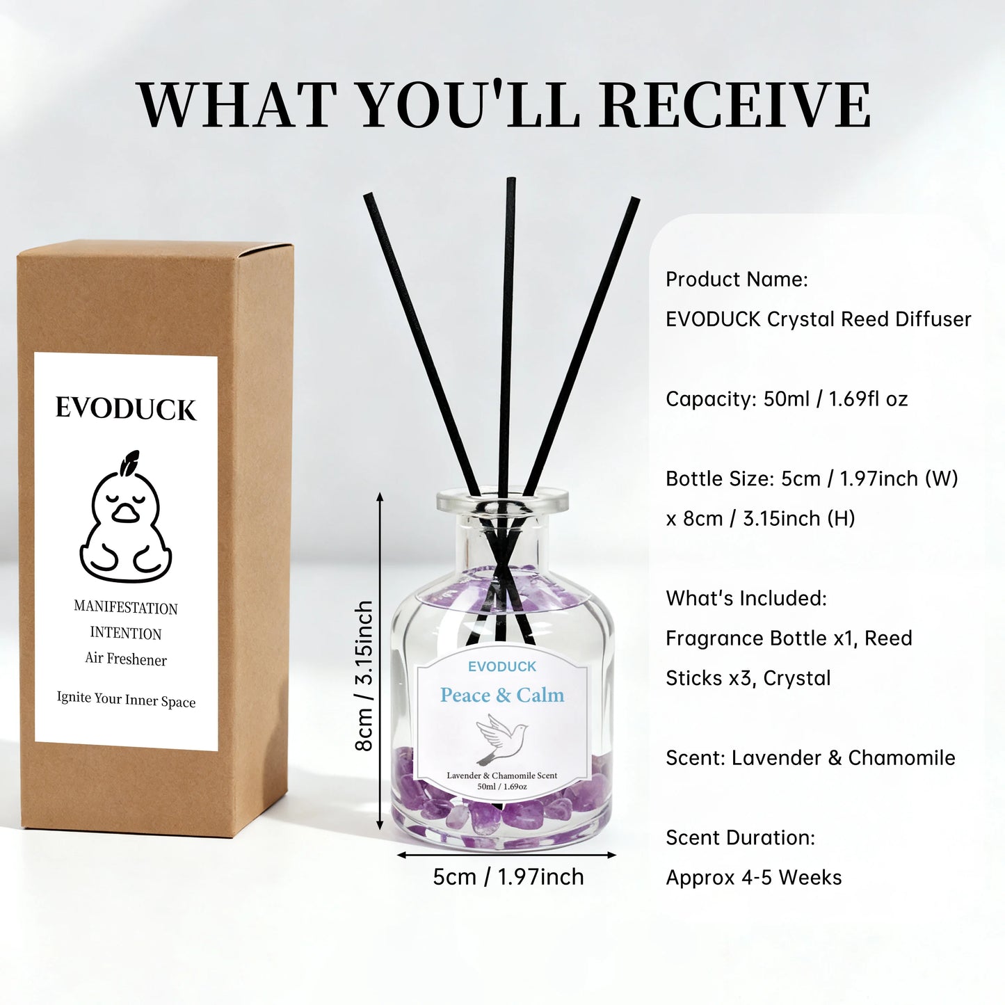 50ml  Flameless Reed Diffuser Set Flameless Lavender Chamomile Oil With Reed Diffuser Stick Home Room Air Freshener Decor