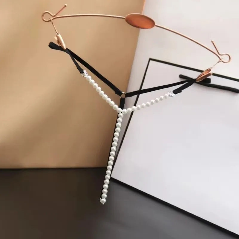 Sexy Pearl Temptation — Crotchless Beaded G-String Lingerie (Plus Size Available)